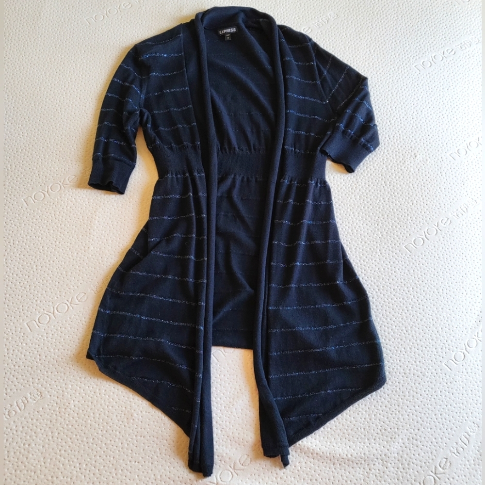 Express Open Knit High Low Cardigan Black S